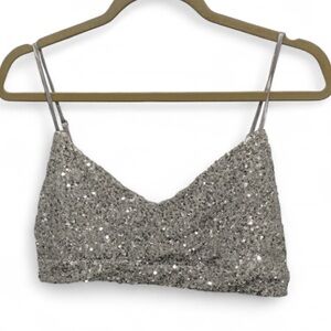 New with Tags H&M Silver Sequin Bralette Size Medium